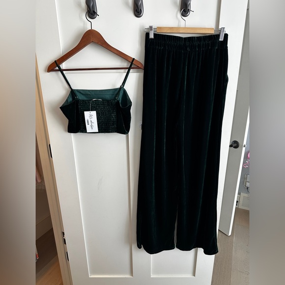 12th Tribe Rhea Emerald Velvet Crop Top & Trouser Set Medium NWT - Picture 3 of 6